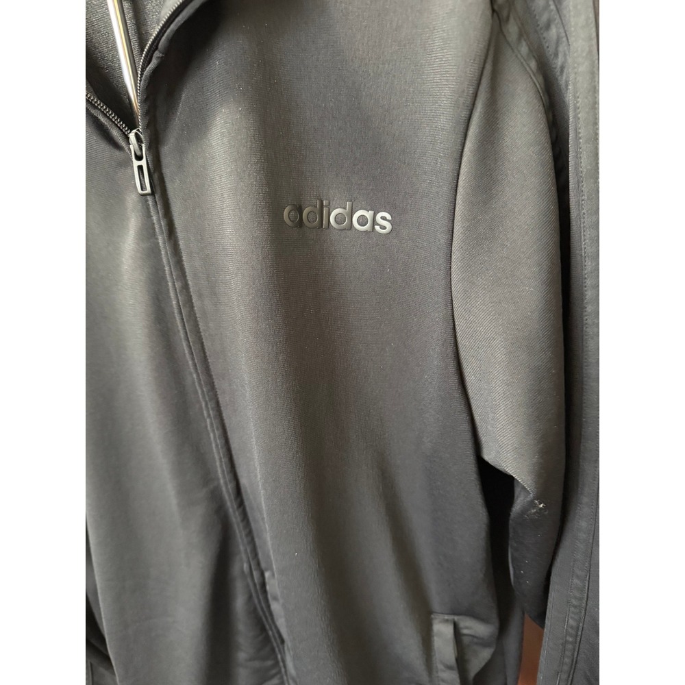 Adidas Primegreen Mens Large Black Full Zip Track Jacket 3 Stripe Sportswear - Picture 3 of 7